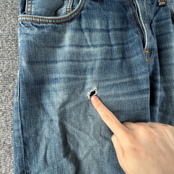 Nudie Jeans Men Denim Jeans Steady Eddie Orange Crinkle Blue Cotton ACTL 33X28 - Picture 10 of 16